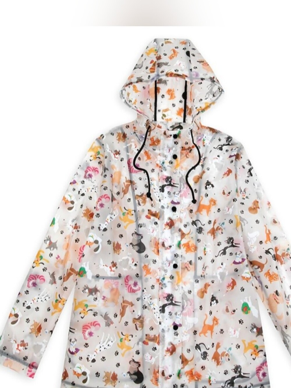Disney Parks Reigning Cats And Dogs White Clear Rain Jacket Hooded Size XS